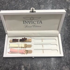 Invicta Special Edition Watch Case With Two New Wrist Watch Leather Bands Pink